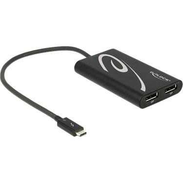 Delock thunderbolt 3 > 2x displayport adapter (zwart, 0,27 meter)