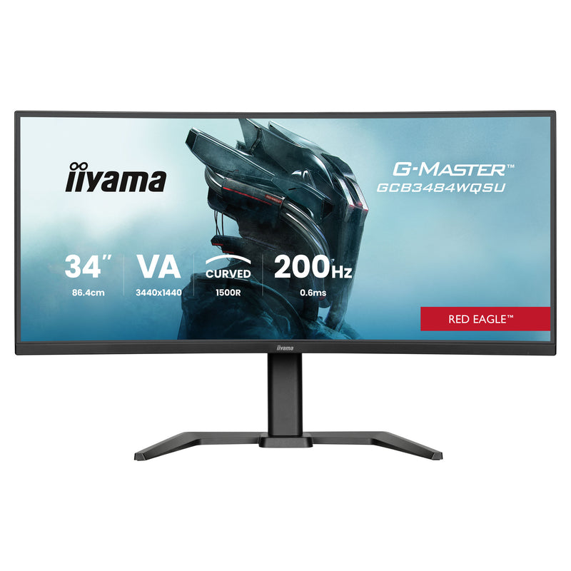 Afbeelding laden in galerijviewer, Iiyama g-master red eagle gcb3484wqsu-b2 34 curved ultrawide gaming monitor (zwart, hdmi, displayport, usb, audio, amd free-sync, dual mode)
