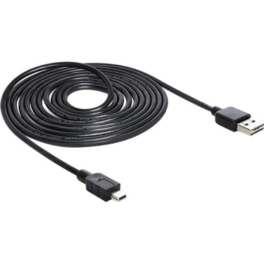 Delock easy-usb-a 2.0 male > mini usb-b 2.0 male kabel (zwart, 3 meter)