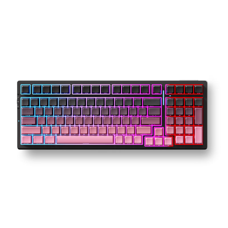 Laden Sie das Bild in Galerie -Viewer, Mchose g98 pro black pink cabbage tofu v2 wireless tri-mode custom mechanical rgb gaming toetsenbord (zwart, us lay-out (qwerty), ktt cabbage tofu v2, rgb, hot swap, side engraved pbt, draadloos | bluetooth | usb-c)
