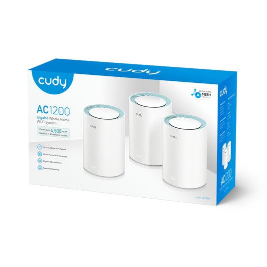 Cudy ac1200 gigabit mesh wi-fi system (3-pack) mesh router (wit)