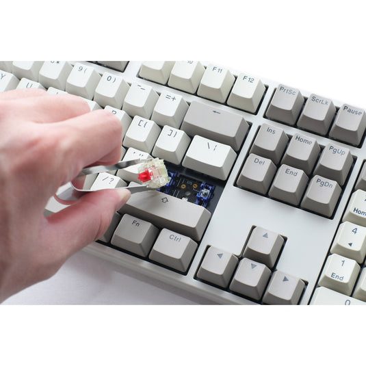 Ducky origin vintage, toetsenbord (grijs, us lay-out, cherry mx red, hot swap, pbt double-shot keycaps)