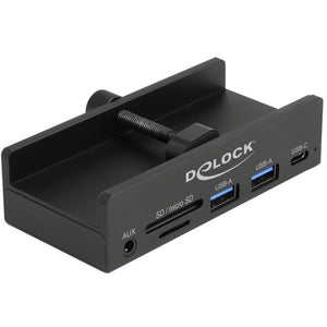 Delock externe 3-poort usb-hub met borgschroef (zwart)