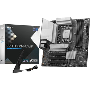 Msi pro b860m-a wifi socket 1851 moederbord (zilver, raid, 5gb-lan, wi-fi 7, bt, sound, µatx)