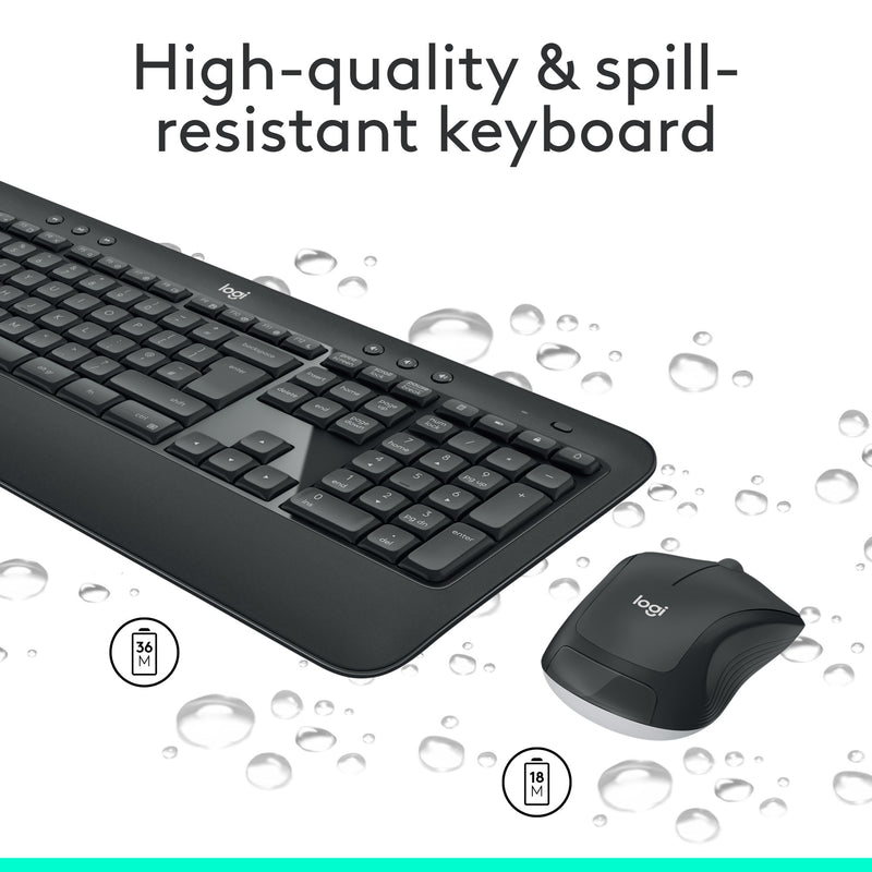 Afbeelding laden in galerijviewer, Logitech mk540 advanced draadloze desktopset (donkergrijs, eu lay-out (qwerty), 1000 dpi)

