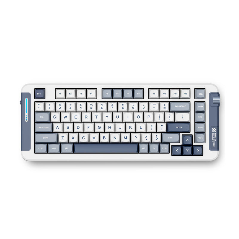 Chargez l'image dans la visionneuse de la galerie, Mchose x75 navy blue hyacinth wireless gasket mount mechanical rgb toetsenbord (wit, us lay-out (qwerty), ktt hyacinth, 75%, rgb, hot swap, double-shot pbt, draadloos | bluetooth | usb-c)
