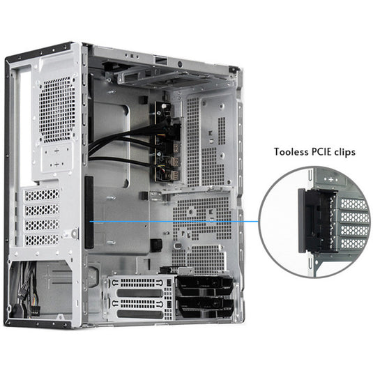 Chieftec uni bs-20b-op mini tower behuizing (zwart | 3x usb-a | 1x usb-c)