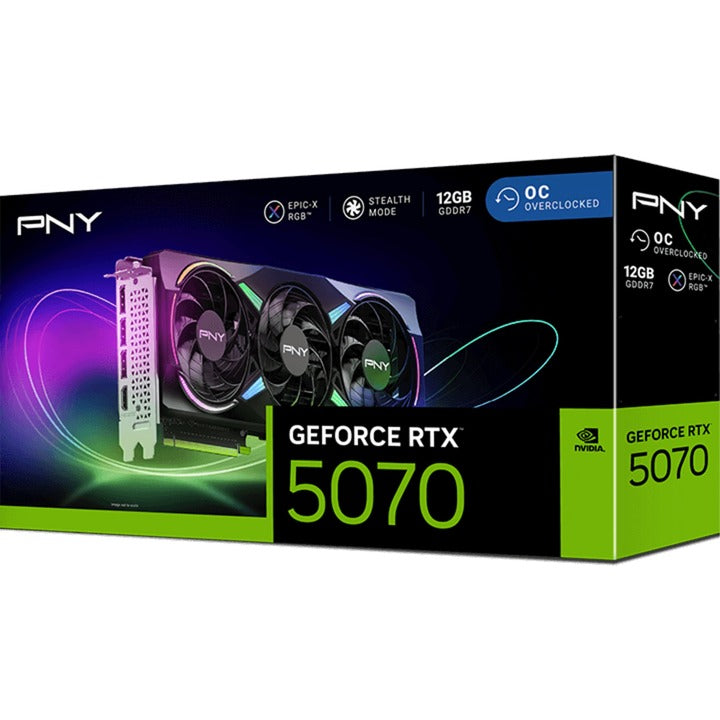 Chargez l'image dans la visionneuse de la galerie, Pny geforce rtx 5070 argb oc grafische kaart (dlss 4, 3x displayport, 1x hdmi 2.1)
