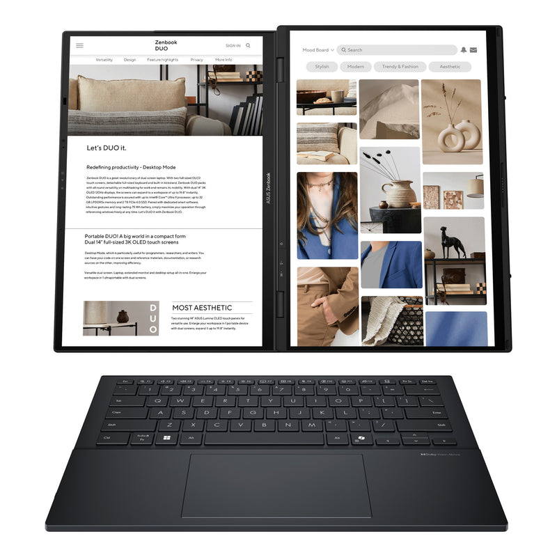 Cargue la imagen en el visor de la galería, Asus zenbook duo ux8406ca-ql038w 14 copilot+ 2-in-1 laptop (grijs | ultra 7 255h | arc 140t | 32 gb | 1 tb ssd | oled | touch)
