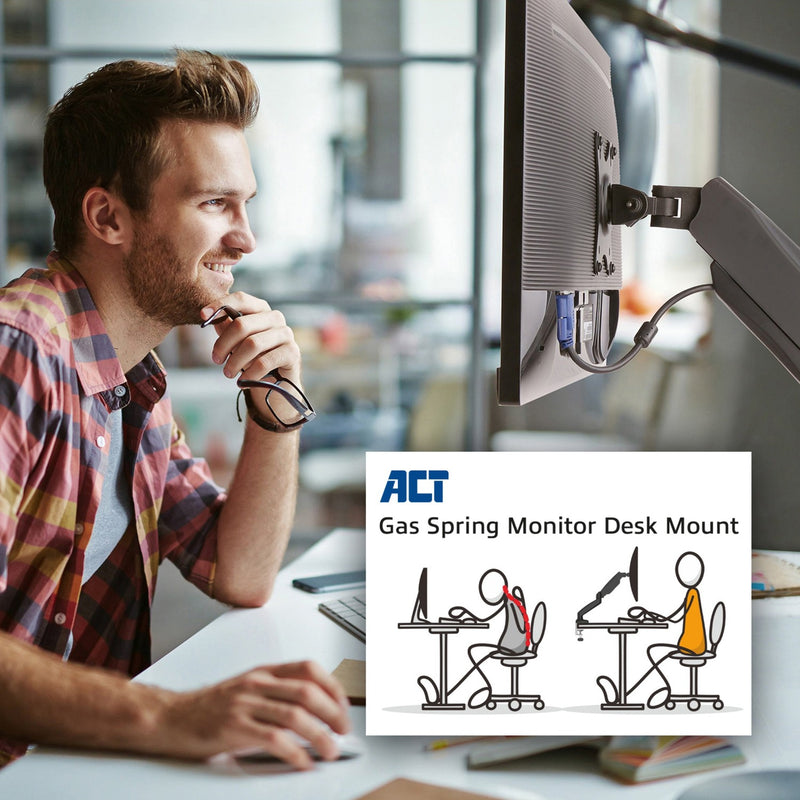 Afbeelding laden in galerijviewer, Act connectivity monitorarm office met gasveer, 1 scherm (zwart)

