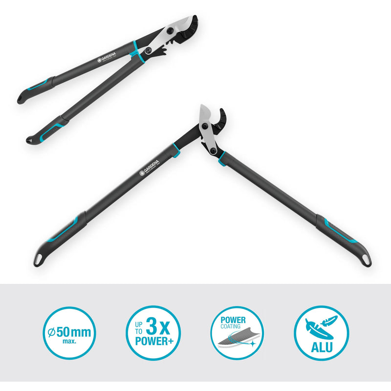 Load image into Gallery viewer, Gardena aambeeldtakkenschaar energycut pro l, met aambeeldsnede (grijs turquoise, 75cm, voor droog hout)
