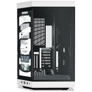Hyte y70 touch infinite midi tower behuizing (wit zwart | 2x usb-a | 1x usb-c | tempered glass)