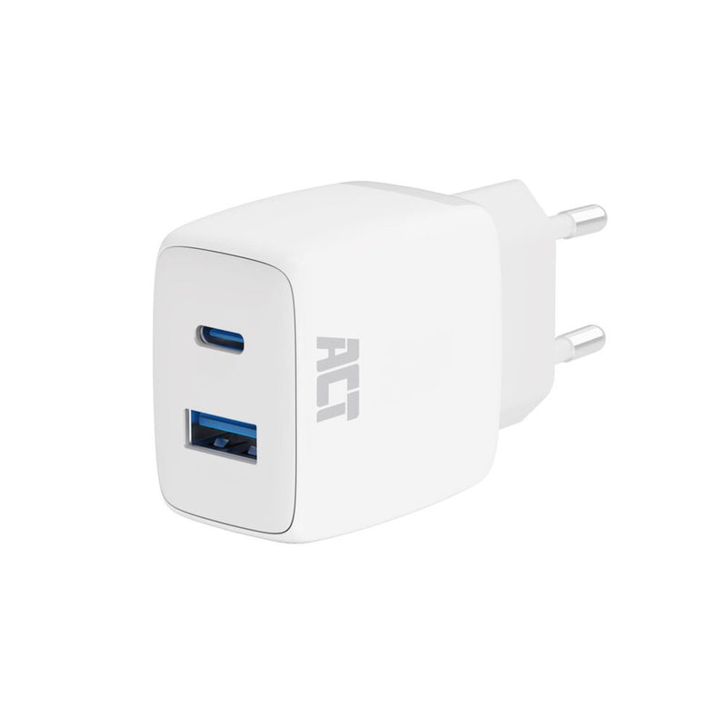 Load image into Gallery viewer, Act connectivity usb-c usb-a lader 20w met power delivery pps, quick charge, ganfast oplader (wit)
