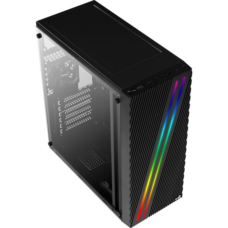 Load image into Gallery viewer, Aerocool streak midi tower behuizing (zwart | 3x usb-a | rgb | window)
