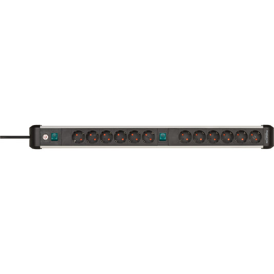 Brennenstuhl premium-alu-line stekkerdoos 12-voudig stekkerdoos (zwart zilver)