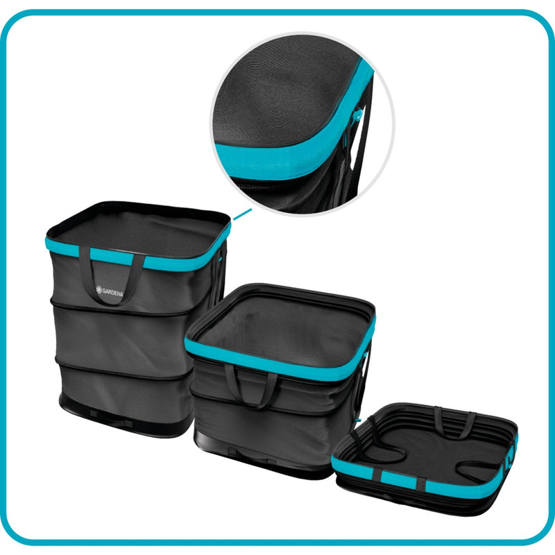 Load image into Gallery viewer, Gardena tuinafvalzak pop-up rechthoekig, maat l (zwart turquoise, tot 220 liter)
