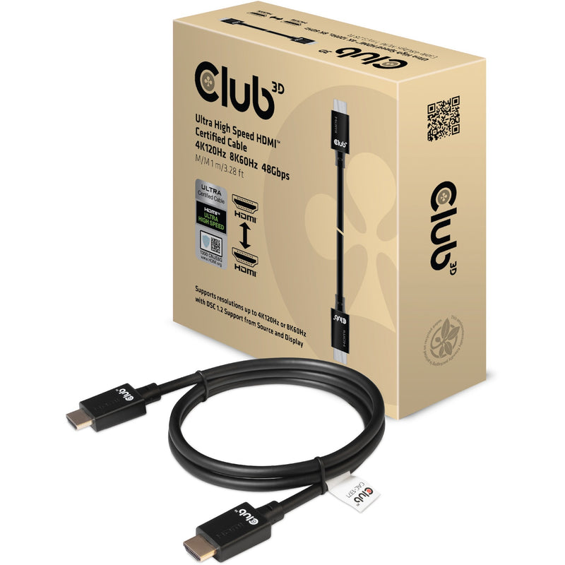 Load image into Gallery viewer, Club 3d ultra high speed hdm kabel (zwart, 1 meter, 4k 120hz, 8k 60hz, 48gbps)
