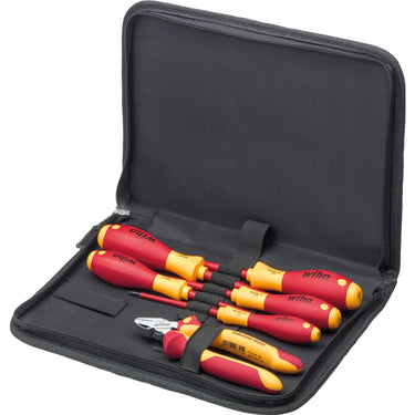Wiha gereedschapset elektricien gereedschapsset (rood geel, 6-delig in gereedschapetui)