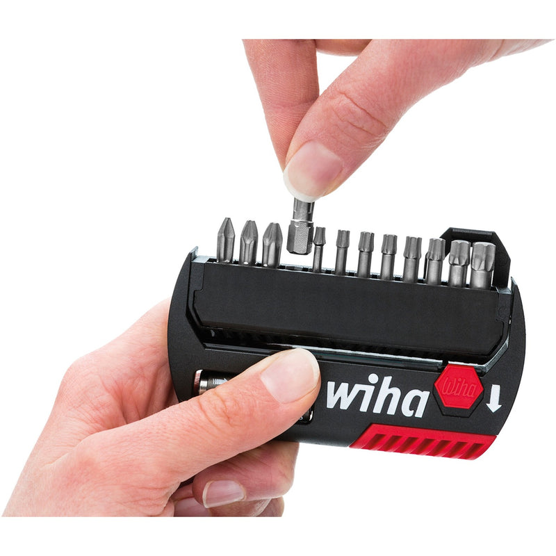 Load image into Gallery viewer, Wiha bitset flipselector standard 25 mm phillips, pozidriv, torx® 15-delig 1 4 c6,3 met riemclip in blister - 39060 - 39060a
