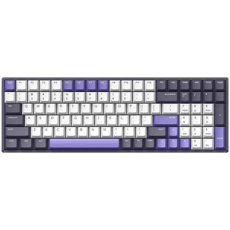 Load image into Gallery viewer, Iqunix f97 lavandin wireless mechanical keyboard, gaming toetsenbord (lavendel, us lay-out, cherry mx brown, rgb leds, 96%, hot-swappable, pbt, 2.4ghz | bluetooth 5.1 | usb-c)
