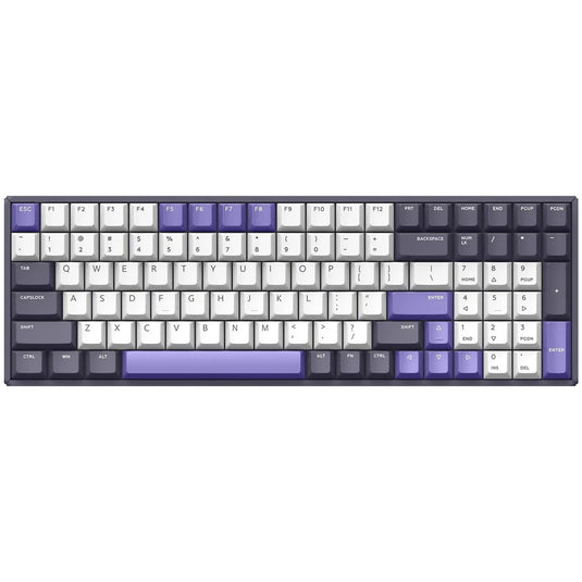 Iqunix f97 lavandin wireless mechanical keyboard, gaming toetsenbord (lavendel, us lay-out, cherry mx brown, rgb leds, 96%, hot-swappable, pbt, 2.4ghz | bluetooth 5.1 | usb-c)
