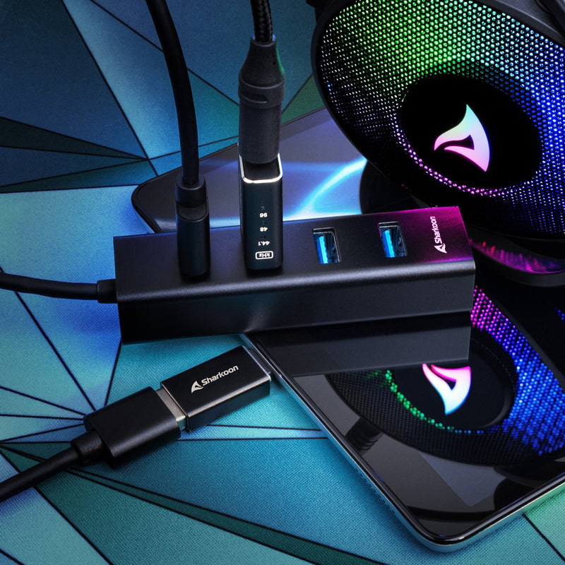 Load image into Gallery viewer, Sharkoon 4-port usb 3.2 gen 1 aluminium usb-hub (zwart)
