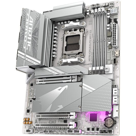 Gigabyte x870 aorus elite wifi7 ice socket am5 moederbord (zilver, raid, 2,5gb-lan, wi-fi 7, bt, sound, atx)