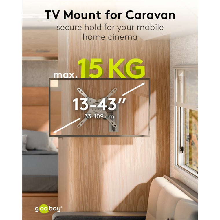 Load image into Gallery viewer, Goobay tv wall mount caravan fullmotion (m), 13 to 43 inch wandmontage (zilver)
