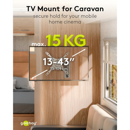 Goobay tv wall mount caravan fullmotion (m), 13 to 43 inch wandmontage (zilver)