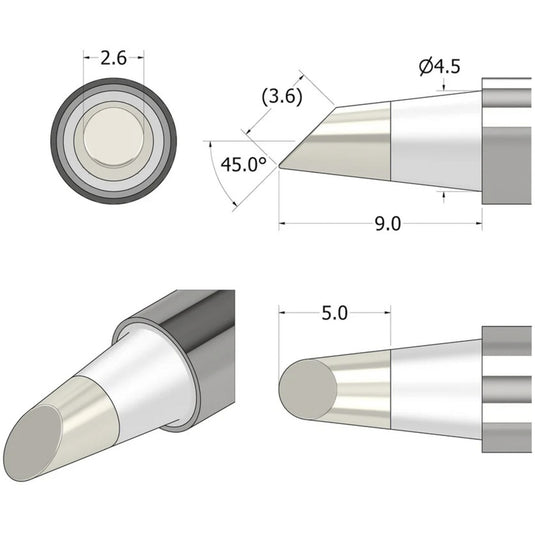 Ifixit fixhub soldeerpunt, conisch afgeschuind, 2,6 mm soldeerbout (zilver)