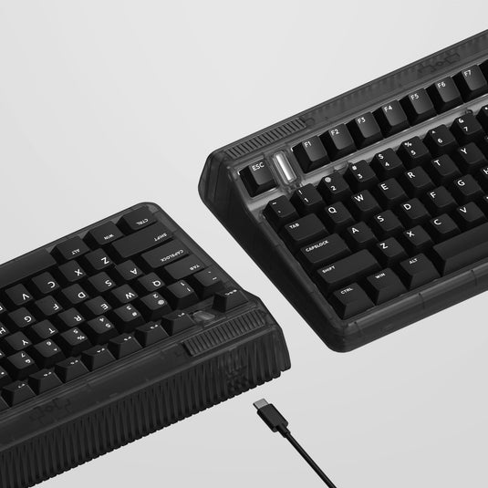 Iqunix og80 dark side wireless mechanical keyboard (zwart, us lay-out (qwerty), cherry mx blue, 80% (tkl), rgb leds, hot-swappable, pbt, 2.4ghz | bluetooth 5.1 | usb-c)