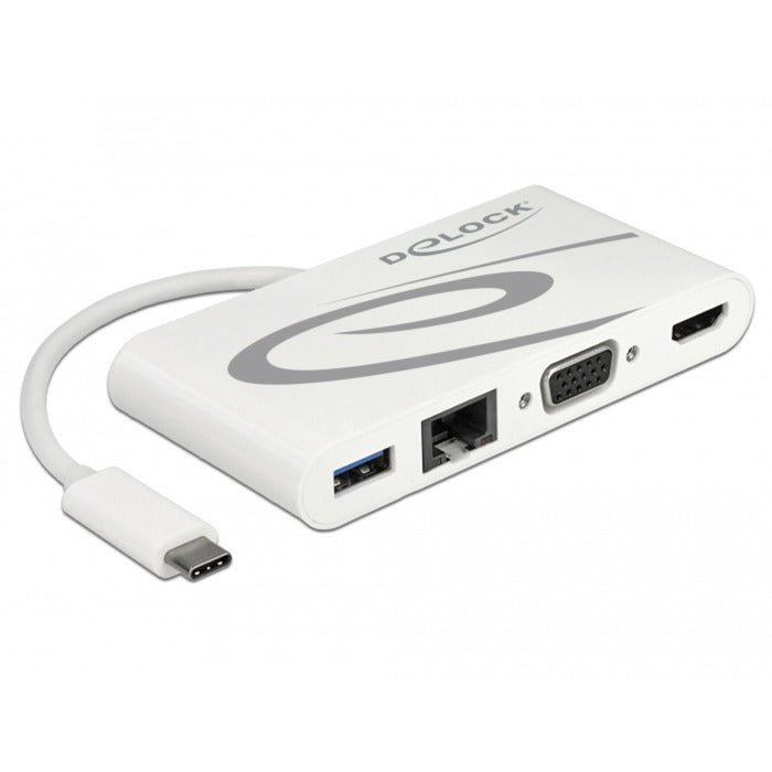 Load image into Gallery viewer, Delock usb-c 3.1 > hdmi + vga + lan + usb adapter (wit, 0,14 meter, 4k 30 hz)
