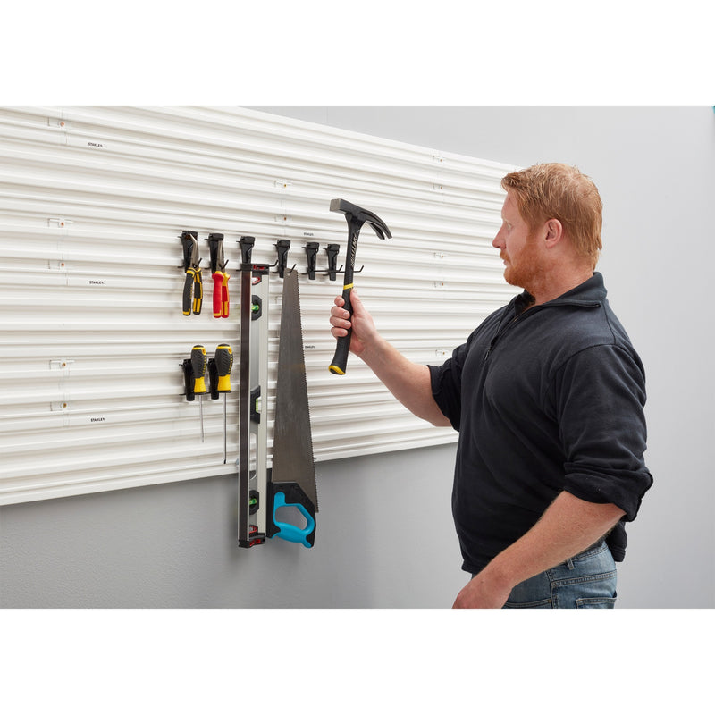 Load image into Gallery viewer, Stanley track wall - hakenassortiment small, 8 stuks houder (zwart)
