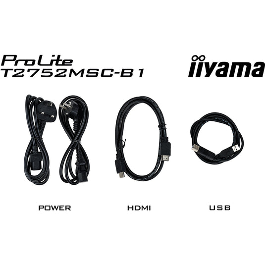 Iiyama prolite t2752msc-b1 27 touchscreen monitor (zwart, hdmi, displayport, 2x usb-a, usb-b)