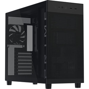 Asus prime ap303 - tempered glass panel midi tower behuizing (zwart | 2x usb-a | 1x usb-c | tempered glass)
