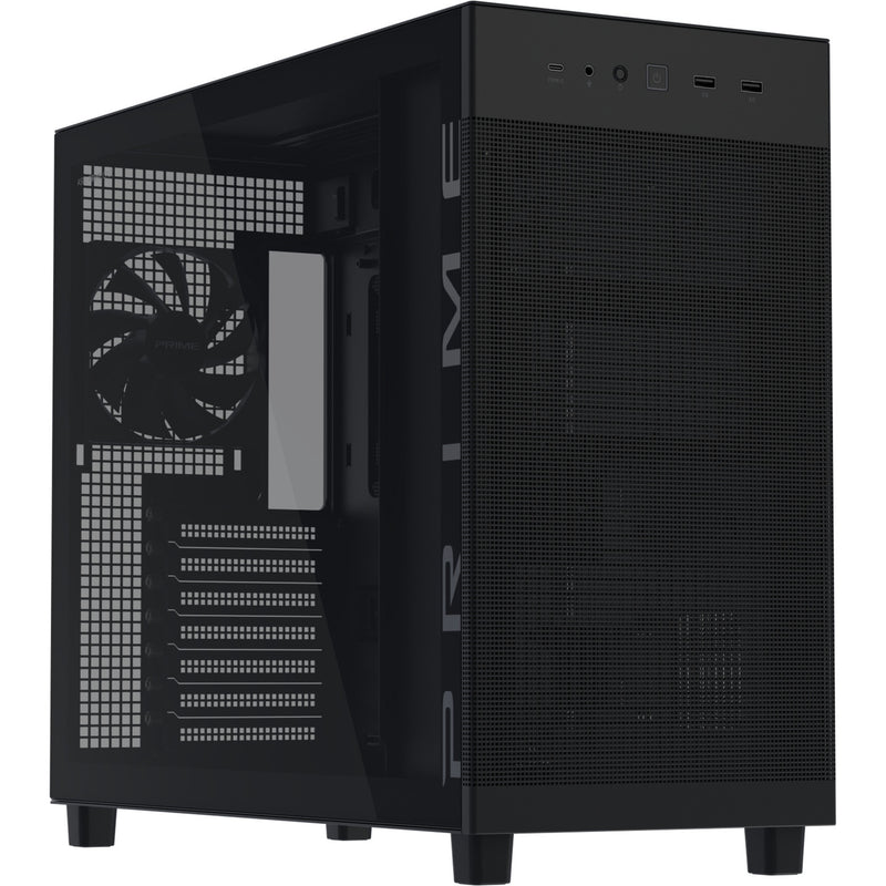 Load image into Gallery viewer, Asus prime ap303 - tempered glass panel midi tower behuizing (zwart | 2x usb-a | 1x usb-c | tempered glass)
