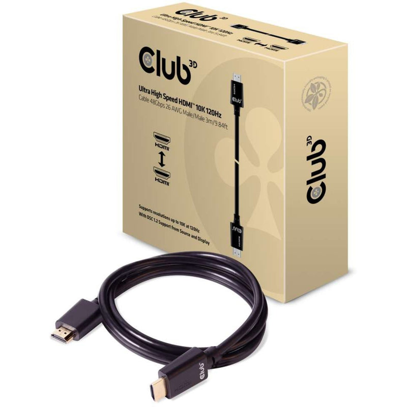 ギャラリービューアに画像をロードする, Club 3d gecertificeerde ultra high speed hdmi 2.1 kabel (zwart, 3 meter, 8k)
