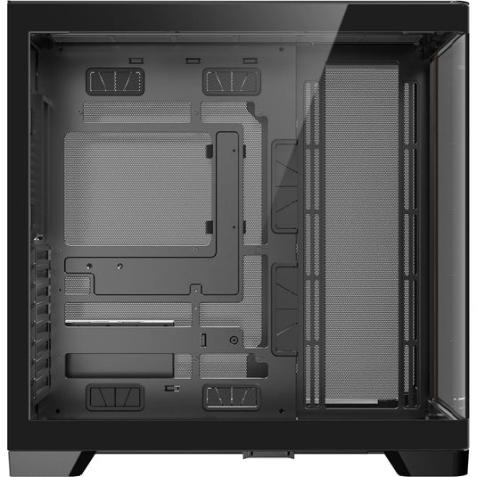 Antec c8 curve wood midi tower behuizing (zwart houtkleur | 2x usb-a | 1x usb-c | tempered glass)