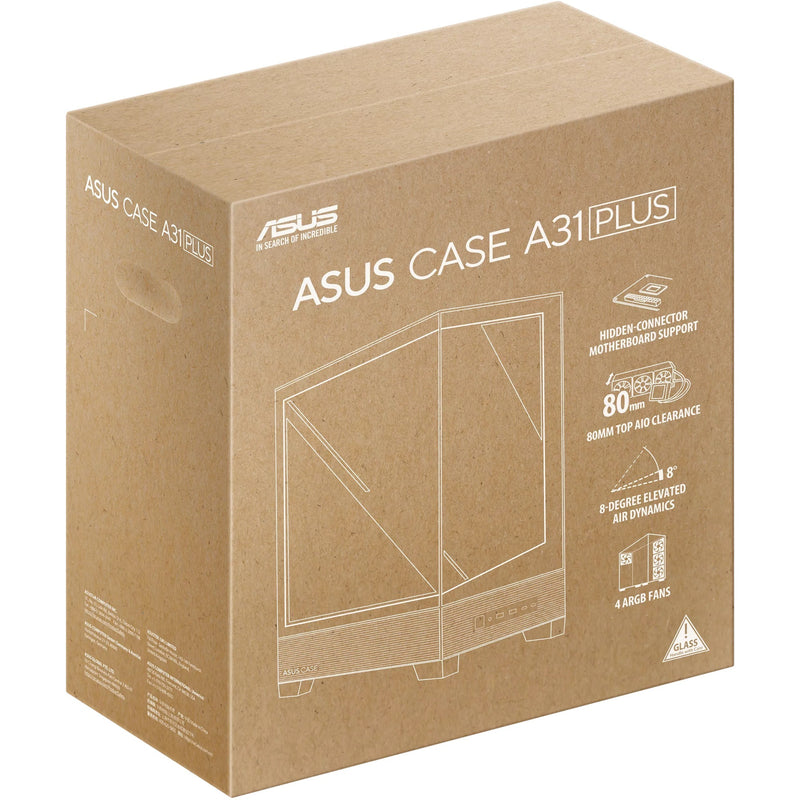 Load image into Gallery viewer, Asus a31 plus midi tower behuizing (wit | 2x usb-a | 2x usb-c | tempered glass)
