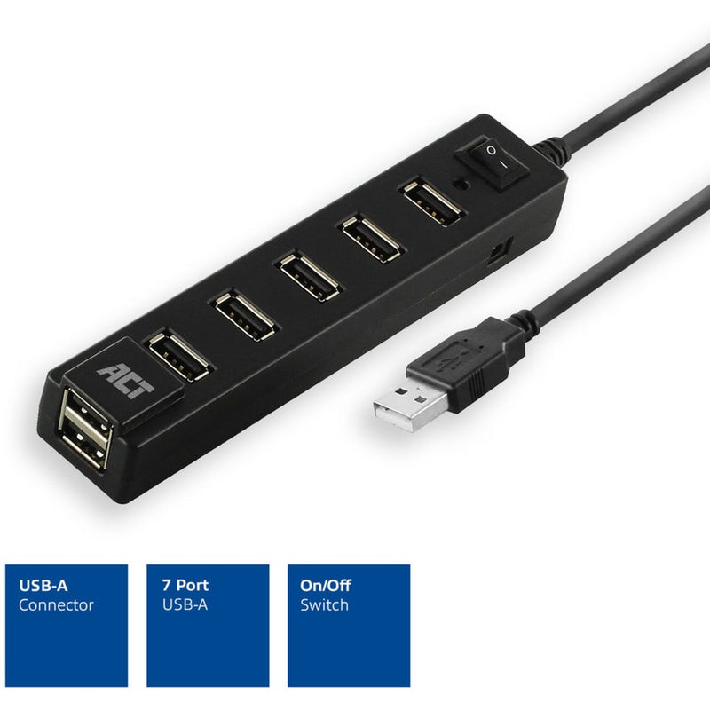 Afbeelding laden in galerijviewer, Act connectivity usb hub 7 port met aan- en uit schakelaar usb-hub (zwart)
