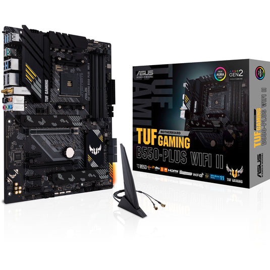 Asus tuf gaming b550-plus wifi ii socket am4 moederbord (zwart, raid, gb-lan, wi-fi 6, bt, sound, atx)