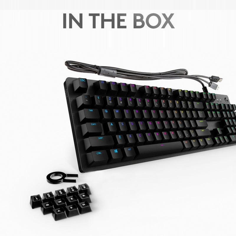 Load image into Gallery viewer, Logitech g512 carbon lightsync rgb mechanical gaming keyboard (zwart, us-international lay-out (qwerty), gx brown, 100%, rgb leds)
