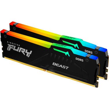 Kingston fury beast rgb 64 gb ddr5-6000 (2x 32 gb) werkgeheugen (zwart, kf560c30bbeak2-64, xmp 3.0, expo 1.1)