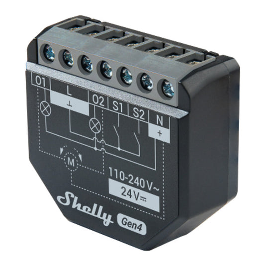 Shelly 2pm gen4 relais (zwart, bluetooth, wifi)