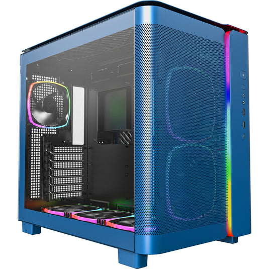 Montech king 95 pro midi tower behuizing (blauw | 2x usb-a | 1x usb-c | rgb | tempered glass)