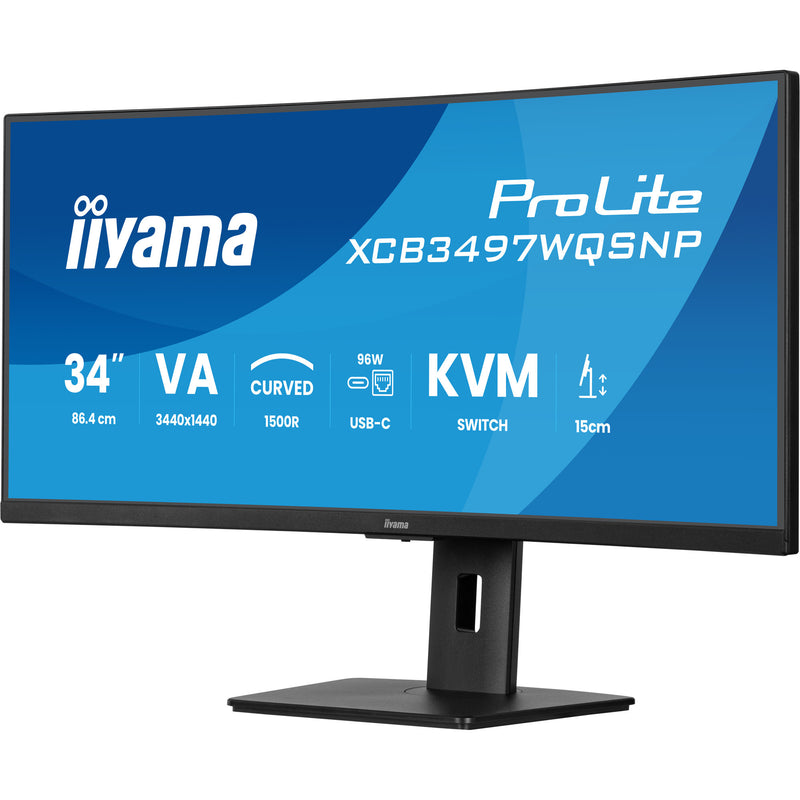 Load image into Gallery viewer, Iiyama prolite xcb3497wqsnp-b1 34 curved ultrawide monitor (zwart, 2x hdmi, displayport, 2x usb-a, 3x usb-c, rj-45)
