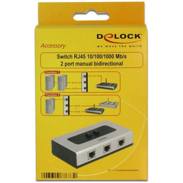 Load image into Gallery viewer, Delock switch rj45 10 100 1000 mbps 2 port (grijs zwart)
