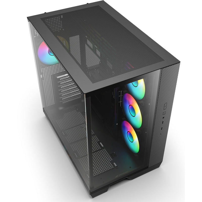 Afbeelding laden in galerijviewer, Sharkoon steel shark midi tower behuizing (zwart | 2x usb-a | 1x usb-c | rgb | tempered glass)
