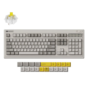 Keychron r6-m4 qmk wireless mechanical keyboard (grijs, us lay-out (qwerty), super banana, 100%, rgb, cherry pbt, hot swap, 2.4 ghz bluetooth 5.3 usb-c)