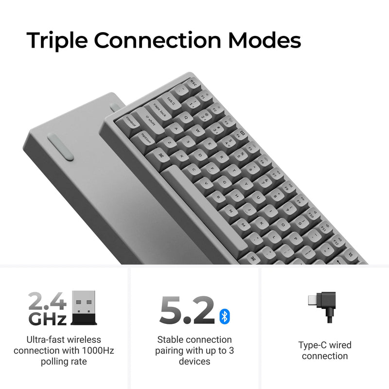 ギャラリービューアに画像をロードする, Keychron k2 he-f1c concrete edition rgb mechanisch toetsenbord (zwart, us lay-out (qwerty), gateron double-rail magnetic nebula, 75%, rgb leds, osa double-shot pbt, hot swap, 2.4ghz | bluetooth 5.2 | usb-c)
